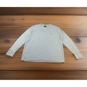 Polo Ralph Lauren Mens XXL Waffle Knit Long Sleeve Cotton Crew Neck Thermal Gray